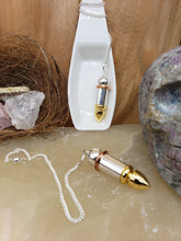 Load image into Gallery viewer, Silver/Brass Bullet Pendulum with Copper Energy Ring
