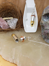 Load image into Gallery viewer, Silver/Brass Bullet Pendulum with Copper Energy Ring
