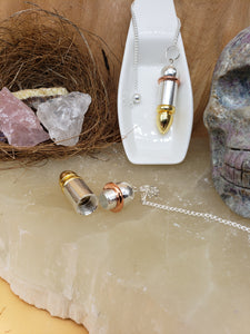 Silver/Brass Bullet Pendulum with Copper Energy Ring