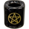 Ceramic Candle Holder - Black/Gold Pentagram