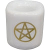 Ceramic Candle Holder - White/Gold Pentagram
