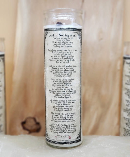 Death Is Nothing At All Poetry Candle