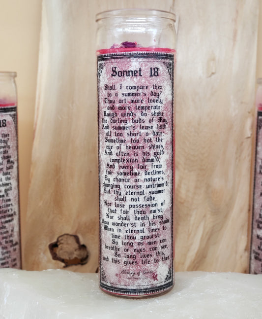 Sonnet 18 Poetry Candle